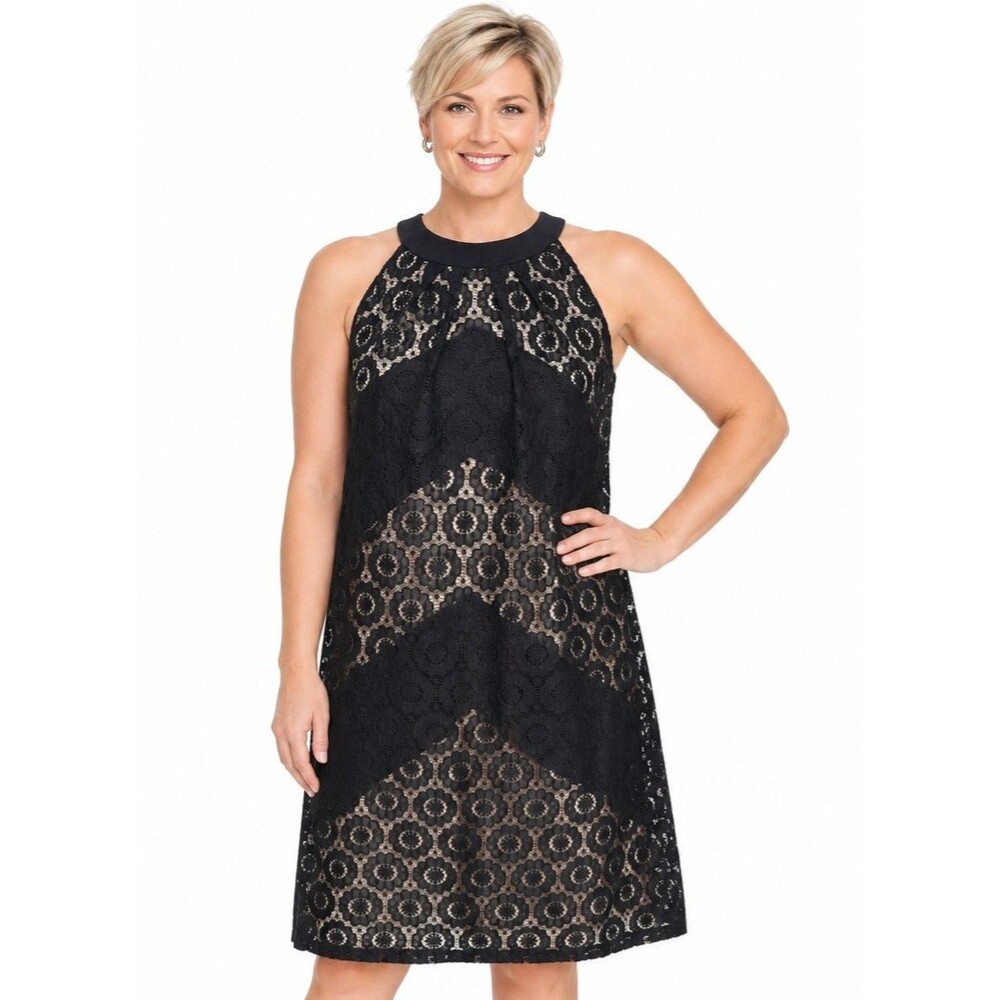 Maggy London Womens Black Lace Dress Size 12 Sleeveless Pullover Back Keyhole